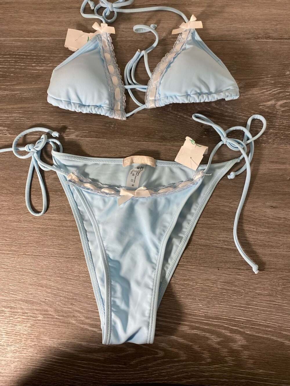 Musera Light Blue Lace Trim Bikini Set Size M/L